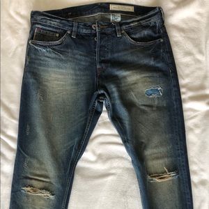 H&M Destroyed Selvedge Denim Jeans